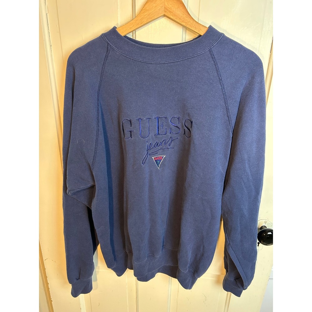 Vintage Guess Jeans Georges Marciano Sweatshirt Navy Blue XL Made in USA 90s